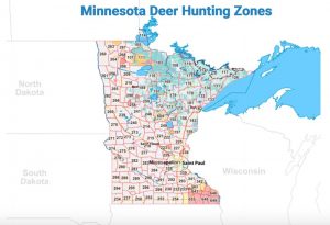 Detailed Map of deer hunting zones in Minnesota