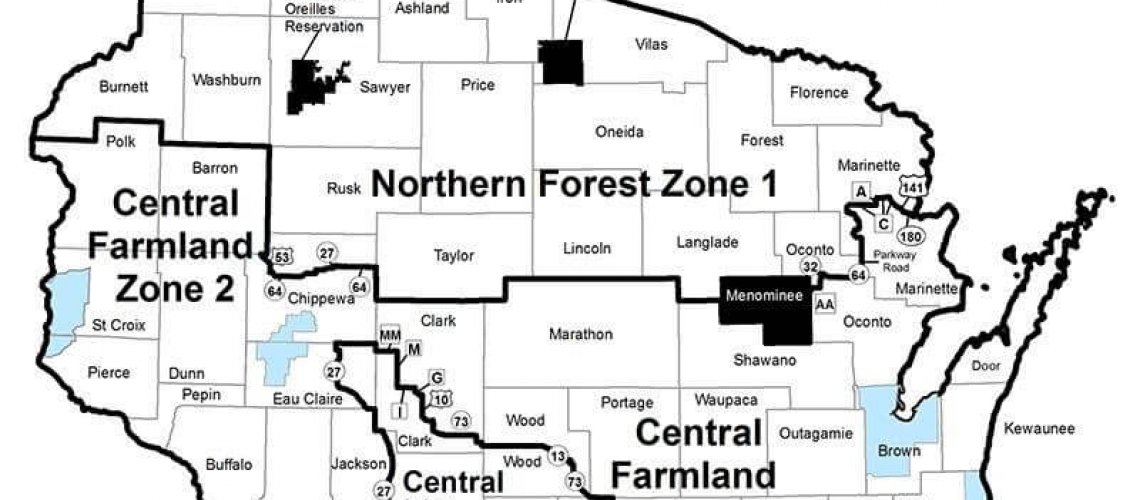 Map Showing best places to deer hunt in Wisconsin